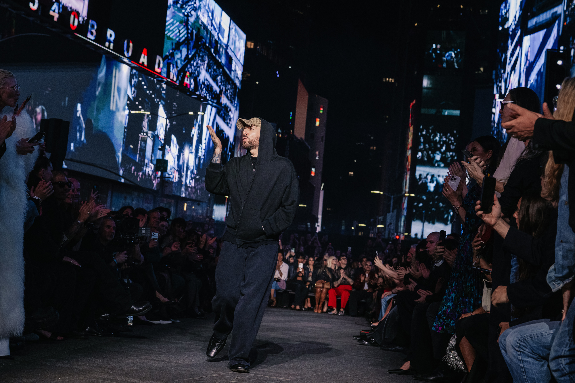 Gucci Cruise 2027 — Demna's first Gucci Cruise, Times Square, New York.